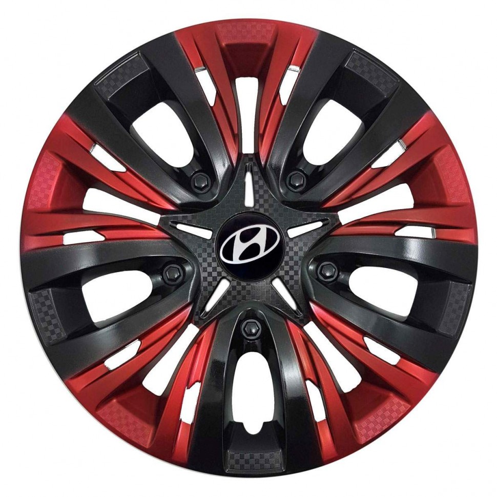 Купить колпаки на диски Hyundai Lion Carbon Red Mix 14 в Москве, продажа в  интернет-магазине